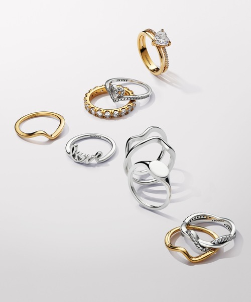 PANDORA（パンドラ） 指輪 リング ダブルバンド ハート リング