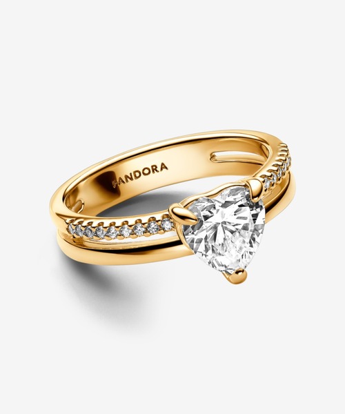 PANDORA（パンドラ） 指輪 リング ダブルバンド ハート リング
