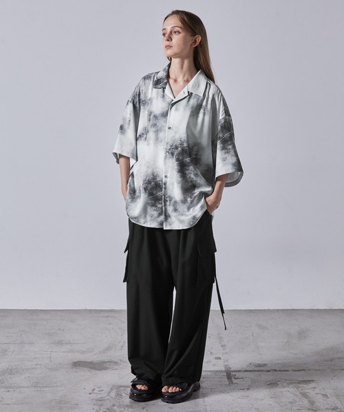 civarize V系　ロック qm　ドレープ　シャツ　花柄qtt civarize V系ロック qmドレープシャツ花柄qtt