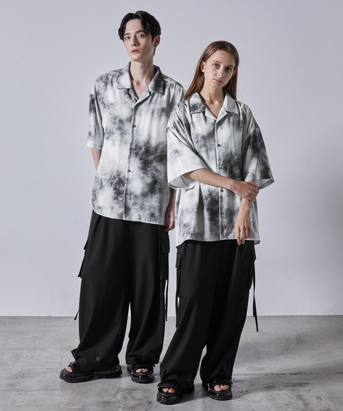 CLEL シャツ 「CLEL」2Way Multi Pattern Drape Short Sleeve