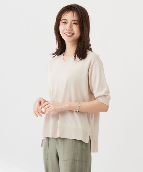 ニット セーター 「洗える」COTTON LINEN Vネック ニット レディース ニット セーター 「洗える」COTTON LINEN Vネック レディース