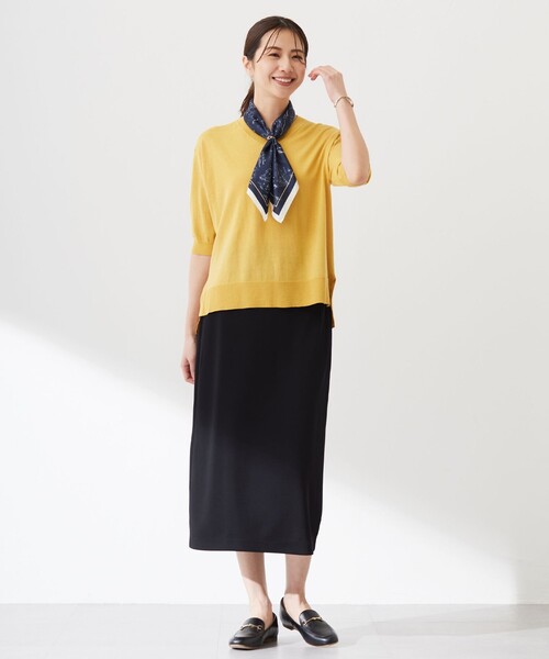 ニット セーター 「洗える」COTTON LINEN Vネック レディース