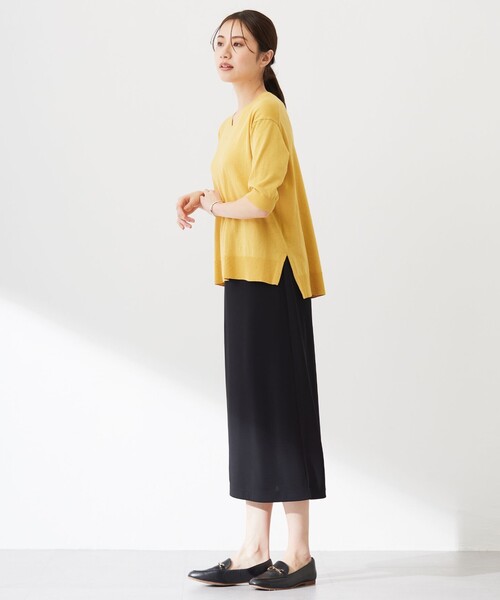 ニット セーター 「洗える」COTTON LINEN Vネック レディース