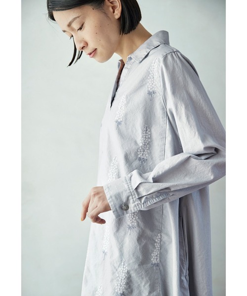 ブラウス シャツ サニークラウズ　デルフィニウムのロングシャツ「レディース」 レディース Sunny clouds ブラウス シャツ サニークラウズ デルフィニウムの