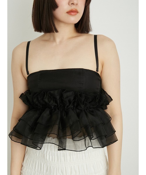 Lily Brown 黒マルチウェイライククロスストラップレスブラ/シルクフリル LILY BROWN Lingerie】マルチウェイライククロスストラップレス