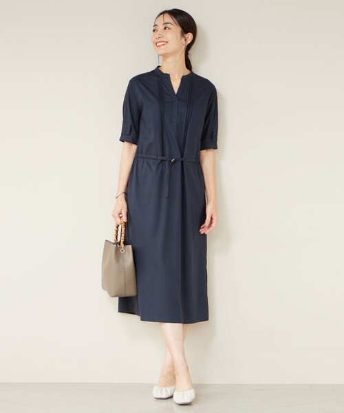 美品　ジェイプレス　接触冷感　大きいサイズ　洗える　ジャージー　ワンピース　LL J.PRESS（J.プレス） ワンピース 「接触冷感・洗える」プレーティング