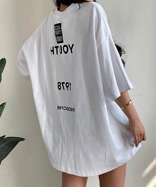tシャツ 韓国ファッション YOUTHバックラベル半袖Tシャツ レディース メンズ