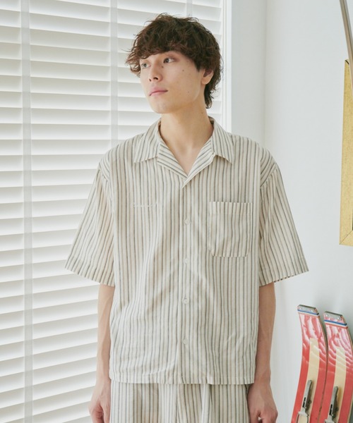 Camphor wood シャツ stripe relax pajamas shirts / ストライプ