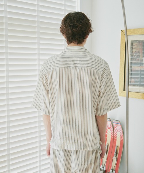 camphor woodネイビー ストライプ スラックス Mサイズ Camphor wood スラックス 2tuck wide baggy flare rame slacks