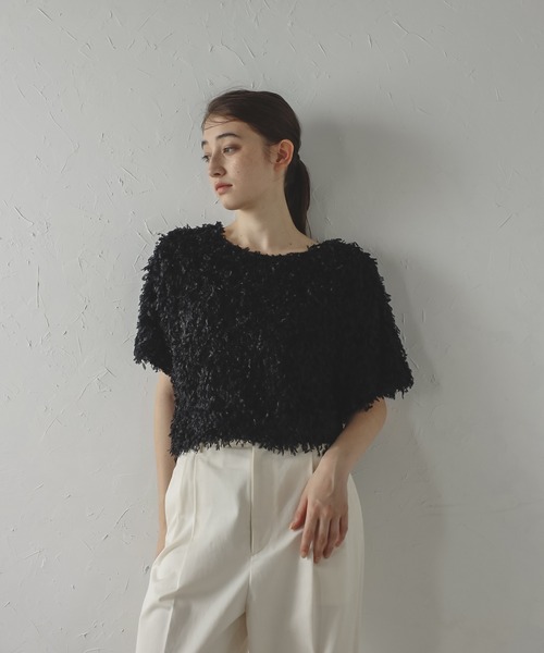 フリンジプリント トップス MINERTE tシャツ 「MINERTE」fringe tops / フリンジトップス