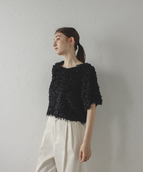 フリンジ付き長袖トップス MINERTE tシャツ 「MINERTE」fringe tops / フリンジトップス