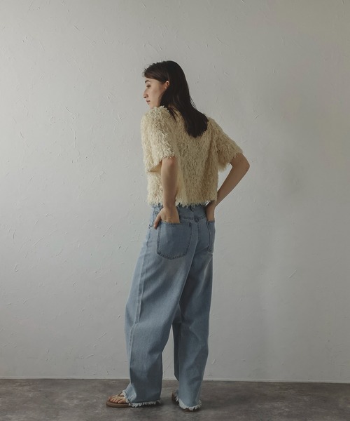 tシャツ Fringe 2way knit tops  フリンジツーウェイニットトップス レディース HeRIN.CYE tシャツ Fringe 2way knit tops フリンジツーウェイ