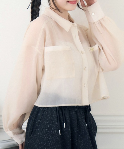 ブラウス シャツ Rose sheer blouse レディース REMUR ブラウス シャツ ゆるテロ感がかわいい。冷房対策にも