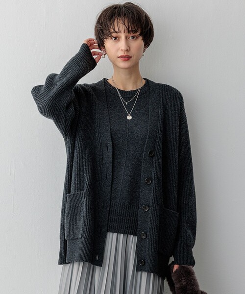 カーディガン 「洗える」カシミヤブレンド ニット レディース