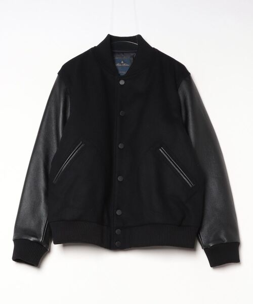 BROOKS BROTHERS ウールブルゾン　Mサイズ ウール/カウレザー バーシティジャケット（ブルゾン）｜BROOKS