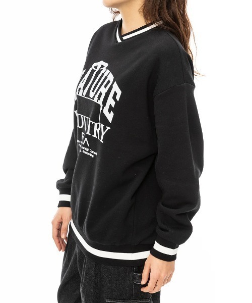 トレーナー スウェット RVCA レディース PASTEUP V-NECK LOOSE トレーナー/ルーカメッセージプリントVネックトレーナー レディ RVCA トレーナー スウェット レディース PASTEUP V-NECK LOOSE