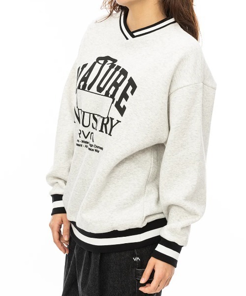 トレーナー スウェット RVCA レディース PASTEUP V-NECK LOOSE トレーナー/ルーカメッセージプリントVネックトレーナー レディ RVCA トレーナー スウェット レディース PASTEUP V-NECK LOOSE