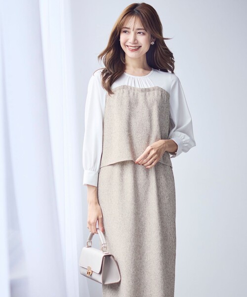 ANY SIS（エニィスィス） ワンピース 「洗える」ツイードコンビ