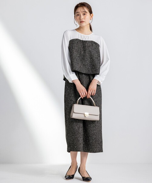 ANY SIS（エニィスィス） ワンピース 「洗える」ツイードコンビ