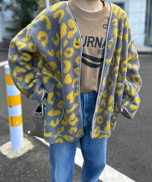 mi via loca ジャケット ノーカラージャケット レオパード柄 ノー