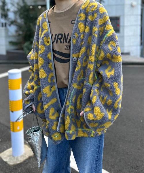 mi via loca ジャケット ノーカラージャケット レオパード柄 ノー