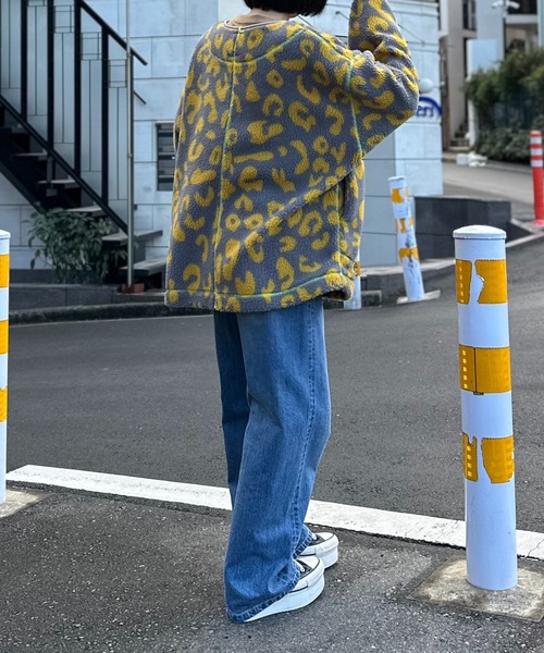 mi via loca ジャケット ノーカラージャケット レオパード柄 ノー