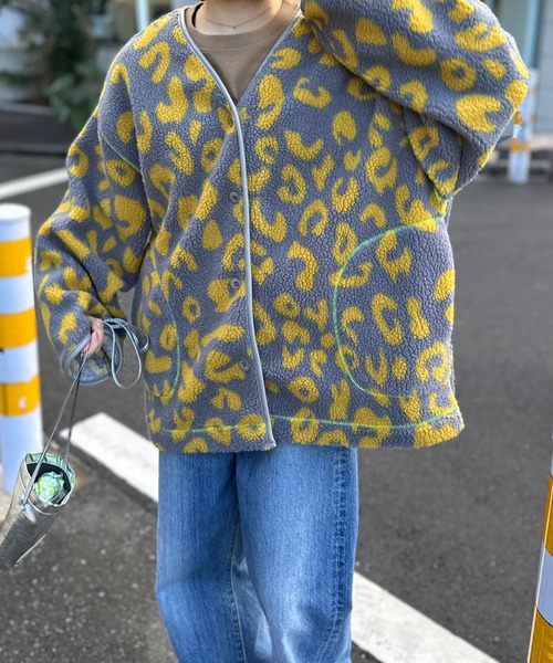 mi via loca ジャケット ノーカラージャケット レオパード柄 ノー