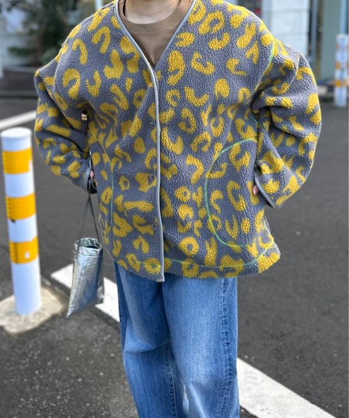 mi via loca ジャケット ノーカラージャケット レオパード柄 ノー