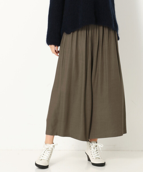 新品 大人気商品  Gabardine K.T ゴムガウチョパンツ キュプラレーヨン パンツ パンツ
