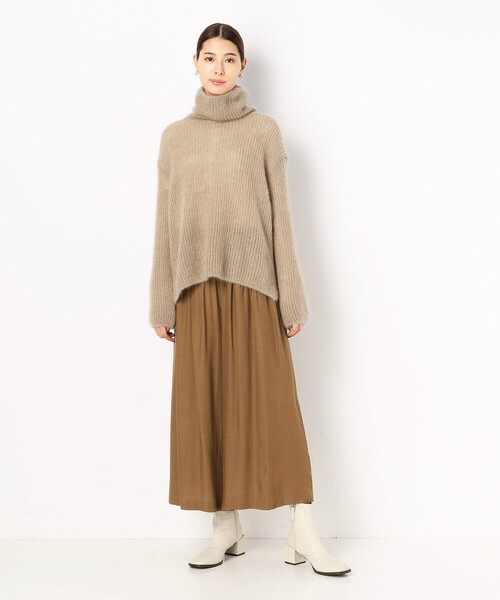 Gabardine K.T洗える キュプラレーヨン ゴムガウチョパンツ カーキ Gabardine K.T洗える キュプラレーヨン ゴムガウチョパンツ