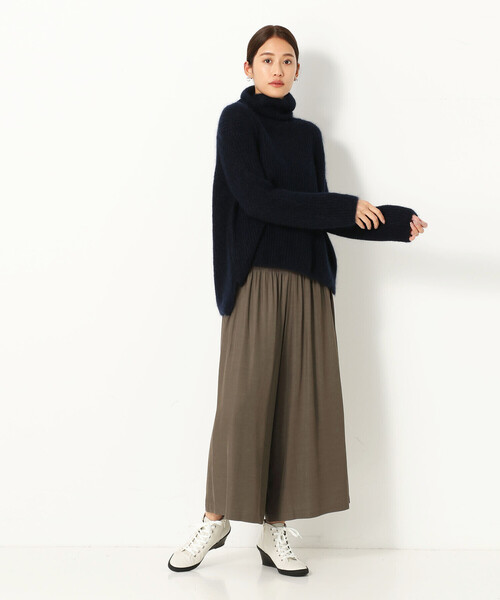 Gabardine K.T パンツ キュプラレーヨン ゴムガウチョパンツ