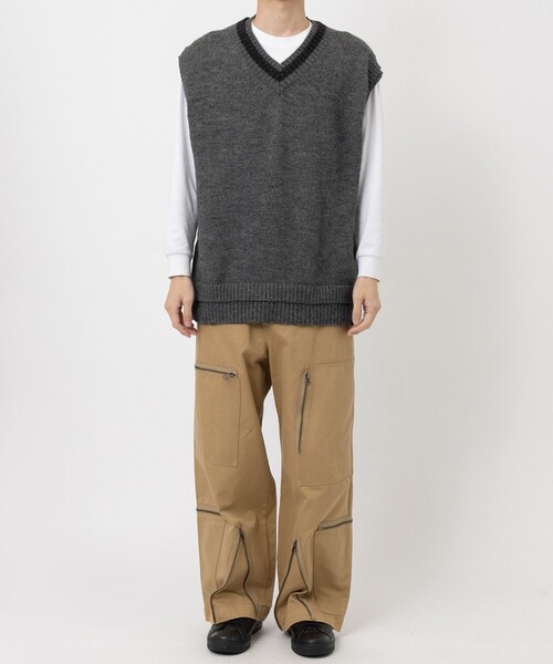 Name. ベスト ジレ 「Name.」FAKE RAYERED TILDEN KNIT VEST メンズ