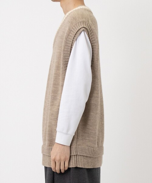 Name. ベスト ジレ 「Name.」FAKE RAYERED TILDEN KNIT VEST メンズ