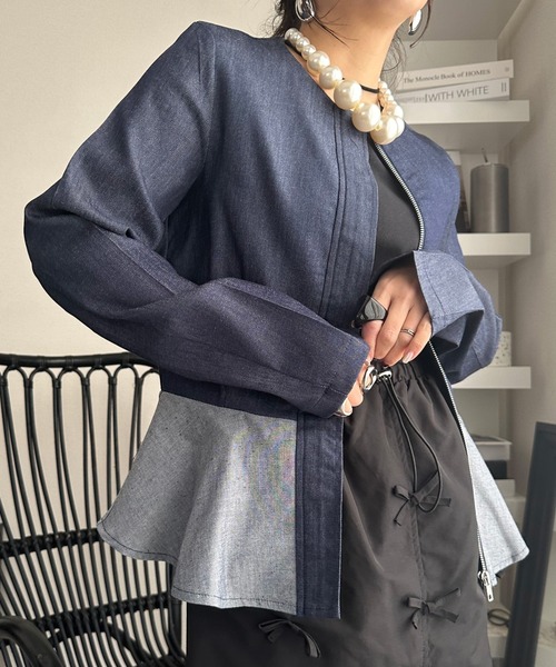 deux amour ジャケット ノーカラージャケット ノーカラーデニム