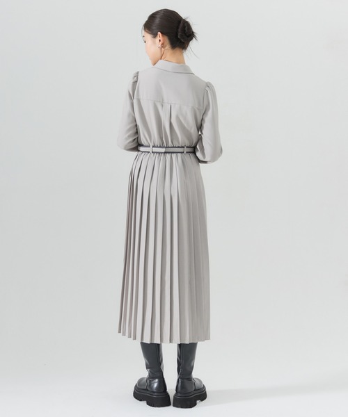 REDYAZEL ワンピース バイカラープリーツシャツワンピース : ZOZOTOWN