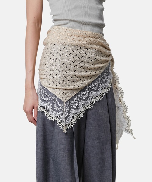 IRENENNE スカーフ バンダナ レースニットトライアングル / Lace Knit