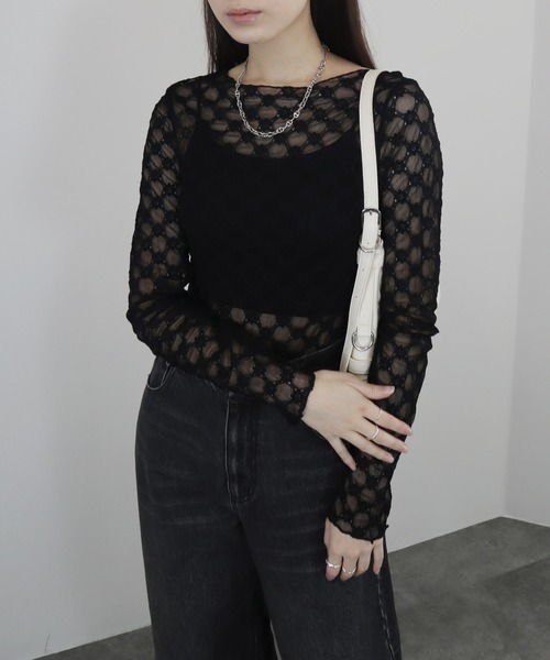 Reurie'（レウリィ） tシャツ 「ZOZO限定」クロスレースシアートップス