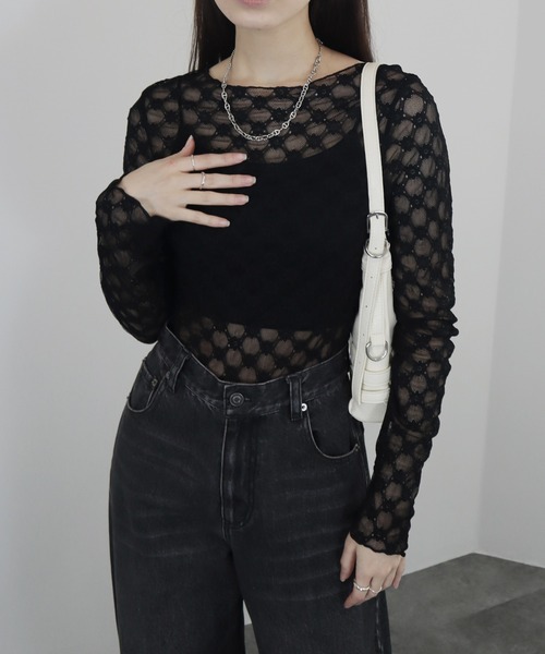 Reurie'（レウリィ） tシャツ 「ZOZO限定」クロスレースシアートップス