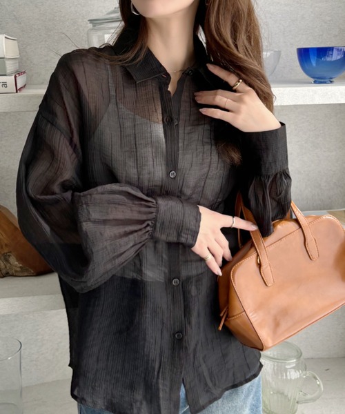 ブラウス シャツ ビックシアーシャツ レディース MidiUmi ブラウス シャツ ビックシアーシャツ レディース