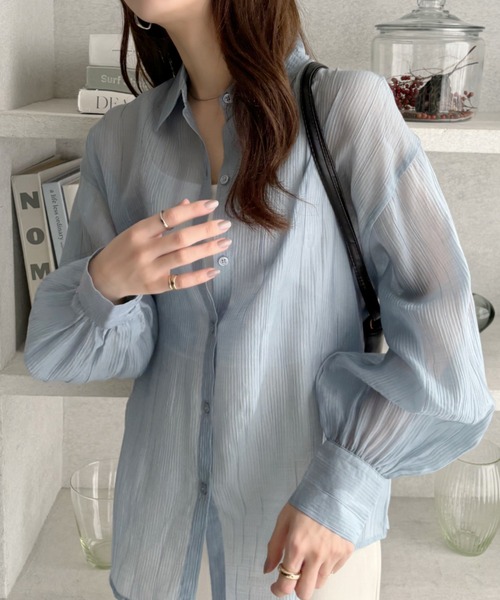 TREOVER ブラウス シャツ ビッグシアーシャツ レディース