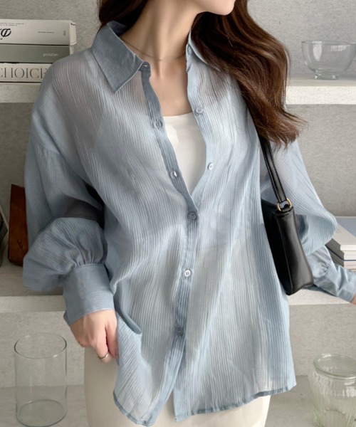 ブラウス シャツ GRAYS レディース TREOVER ブラウス シャツ ビッグシアーシャツ レディース