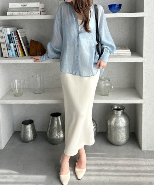 TREOVER ブラウス シャツ ビッグシアーシャツ レディース