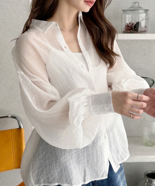 ブラウス シャツ B2763 シアーシャツ レディース B2763 シアーシャツ(M ゴールド): トップス - RNA ONLINE STORE