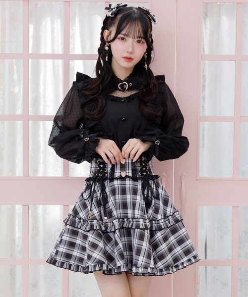 ROJITA スカート レースアップフリルフレアスカート : ZOZOTOWN