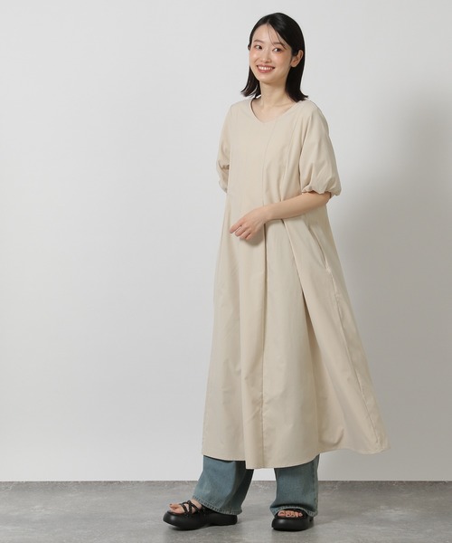 LAKOLE（ラコレ） ワンピース 半袖 袖バルーンタックワンピース