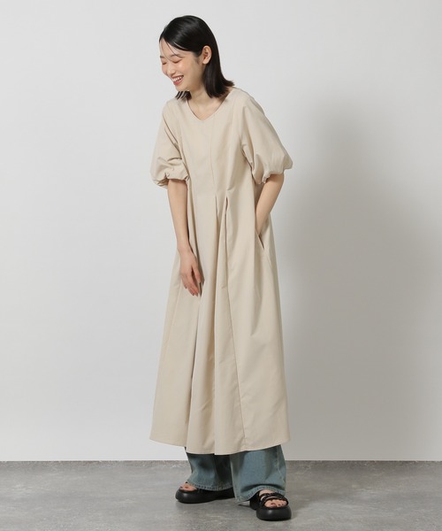 LAKOLE（ラコレ） ワンピース 半袖 袖バルーンタックワンピース
