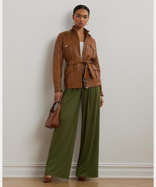 ★Ralph Lauren★プリーツ ストレッチ ワイドレッグ パンツ LAUREN RALPH パンツ プリーテッド ストレッチ ジャージー