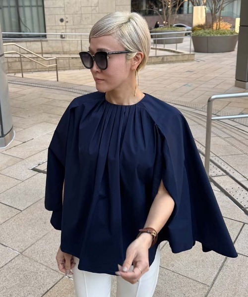 tシャツ スタイルカバーケープ風トップス レディース