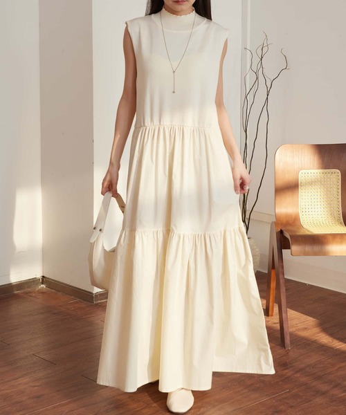 MAISON DE THERESE ワンピース ノースリーブ 切り替えロング