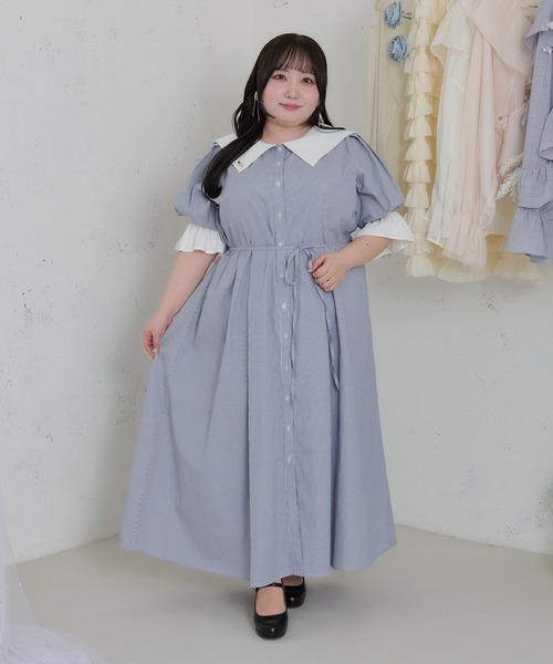 Louiosy ワンピース 「大きいサイズ」プレート付きセーラー
